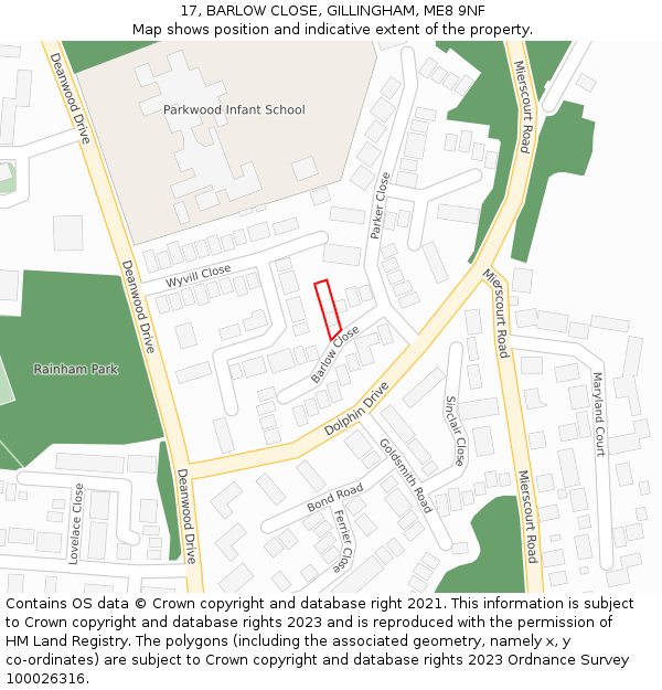 17, BARLOW CLOSE, GILLINGHAM, ME8 9NF: Location map and indicative extent of plot