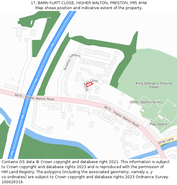17, BARN FLATT CLOSE, HIGHER WALTON, PRESTON, PR5 4HW: Location map and indicative extent of plot