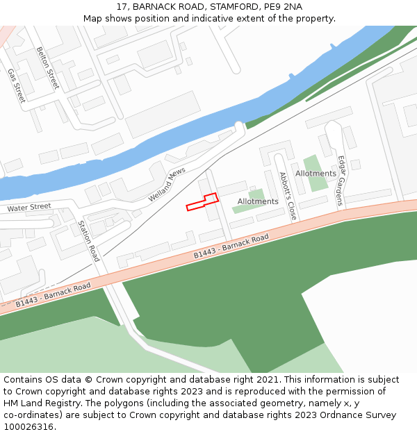 17, BARNACK ROAD, STAMFORD, PE9 2NA: Location map and indicative extent of plot