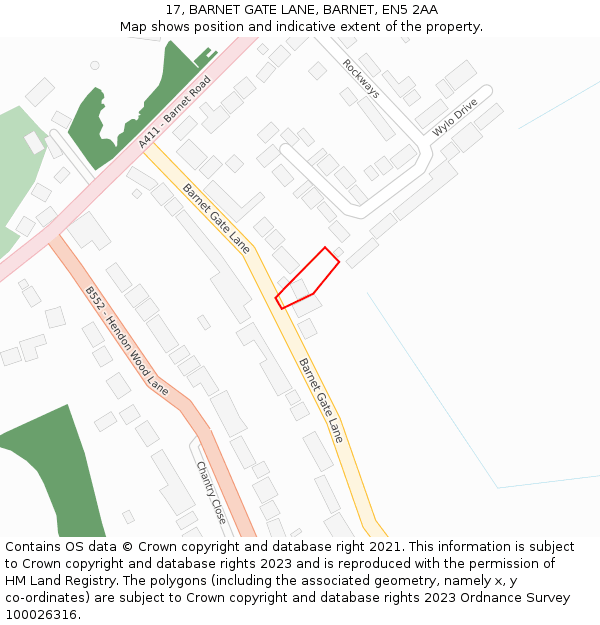 17, BARNET GATE LANE, BARNET, EN5 2AA: Location map and indicative extent of plot
