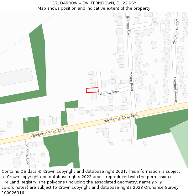 17, BARROW VIEW, FERNDOWN, BH22 9SY: Location map and indicative extent of plot