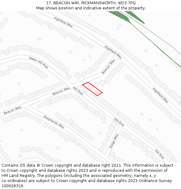 17, BEACON WAY, RICKMANSWORTH, WD3 7PQ: Location map and indicative extent of plot