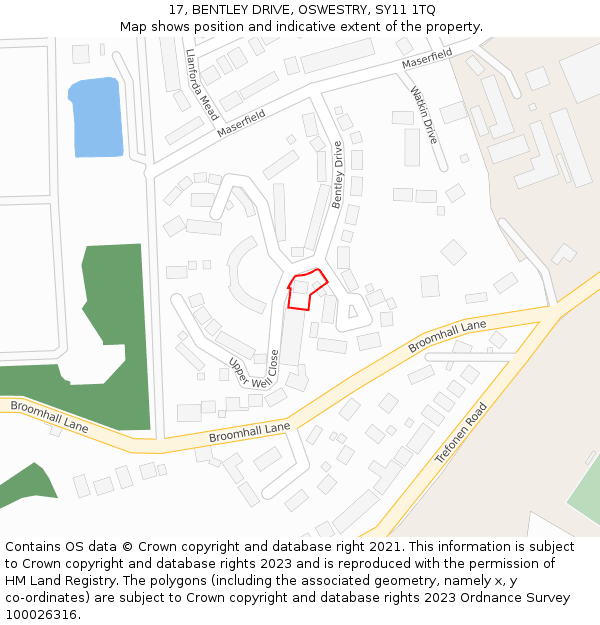 17, BENTLEY DRIVE, OSWESTRY, SY11 1TQ: Location map and indicative extent of plot