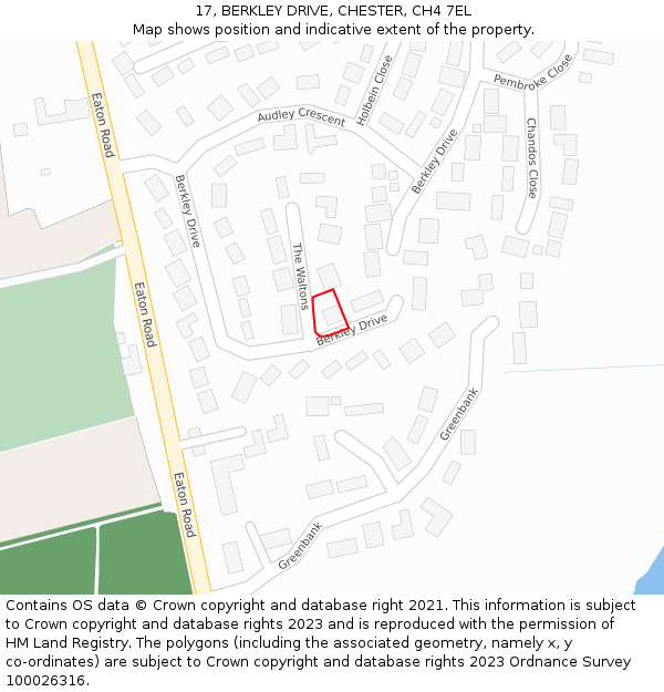 17, BERKLEY DRIVE, CHESTER, CH4 7EL: Location map and indicative extent of plot