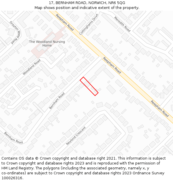 17, BERNHAM ROAD, NORWICH, NR6 5QG: Location map and indicative extent of plot