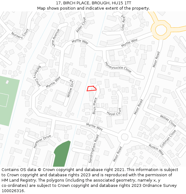 17, BIRCH PLACE, BROUGH, HU15 1TT: Location map and indicative extent of plot