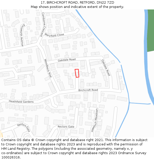 17, BIRCHCROFT ROAD, RETFORD, DN22 7ZD: Location map and indicative extent of plot