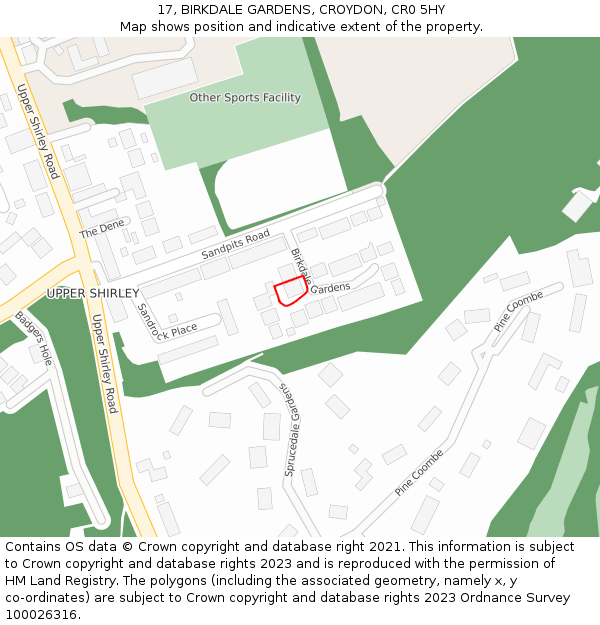 17, BIRKDALE GARDENS, CROYDON, CR0 5HY: Location map and indicative extent of plot