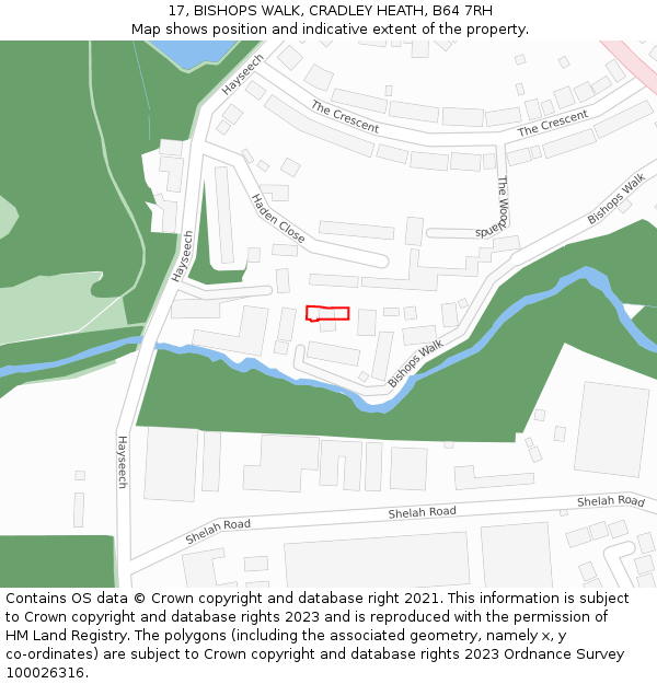 17, BISHOPS WALK, CRADLEY HEATH, B64 7RH: Location map and indicative extent of plot