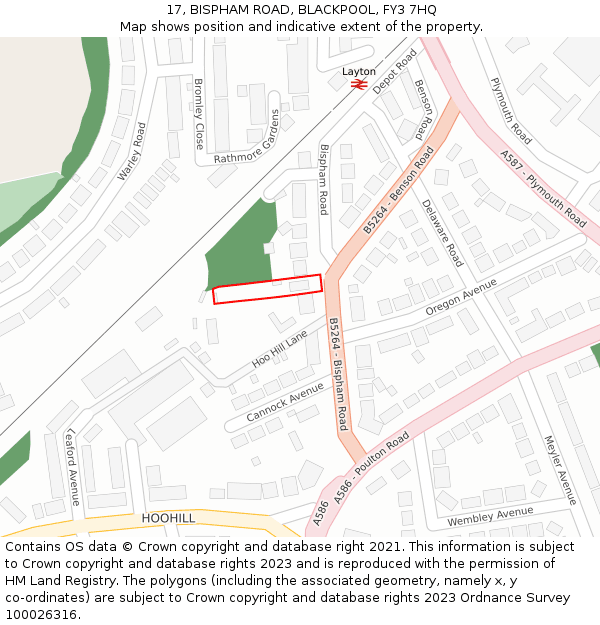 17, BISPHAM ROAD, BLACKPOOL, FY3 7HQ: Location map and indicative extent of plot