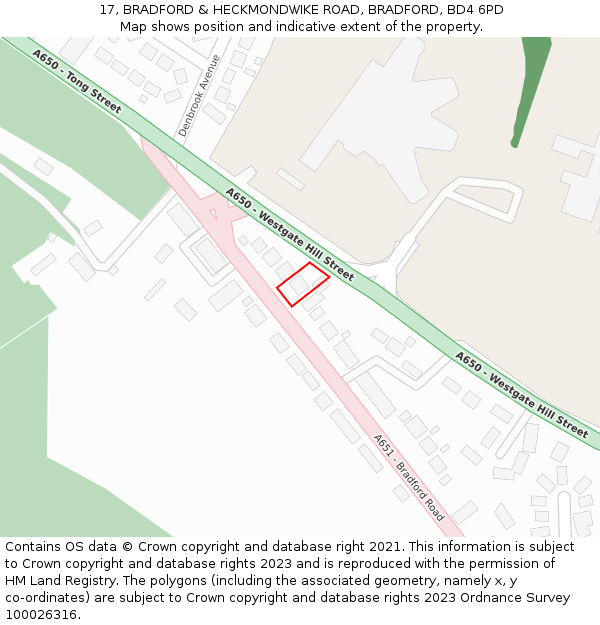 17, BRADFORD & HECKMONDWIKE ROAD, BRADFORD, BD4 6PD: Location map and indicative extent of plot