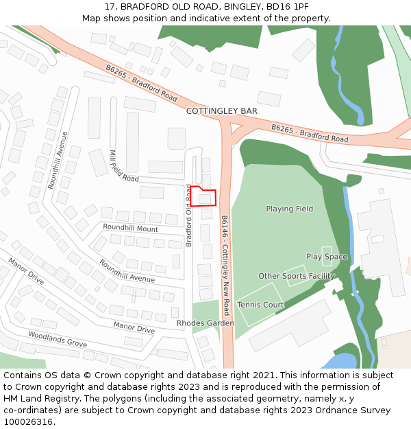17, BRADFORD OLD ROAD, BINGLEY, BD16 1PF: Location map and indicative extent of plot