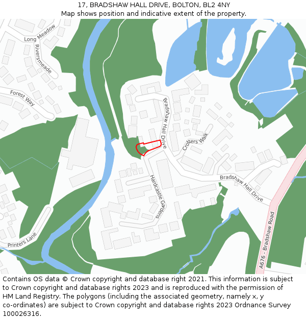 17, BRADSHAW HALL DRIVE, BOLTON, BL2 4NY: Location map and indicative extent of plot
