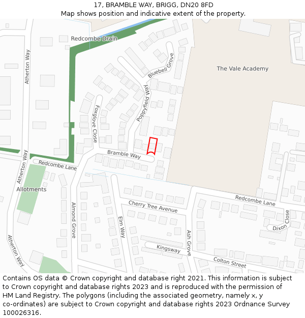 17, BRAMBLE WAY, BRIGG, DN20 8FD: Location map and indicative extent of plot