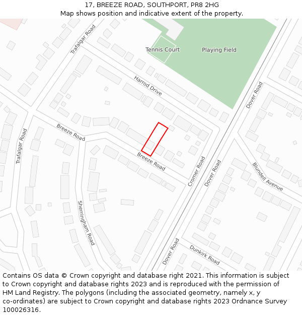 17, BREEZE ROAD, SOUTHPORT, PR8 2HG: Location map and indicative extent of plot