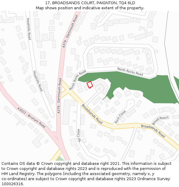 17, BROADSANDS COURT, PAIGNTON, TQ4 6LD: Location map and indicative extent of plot