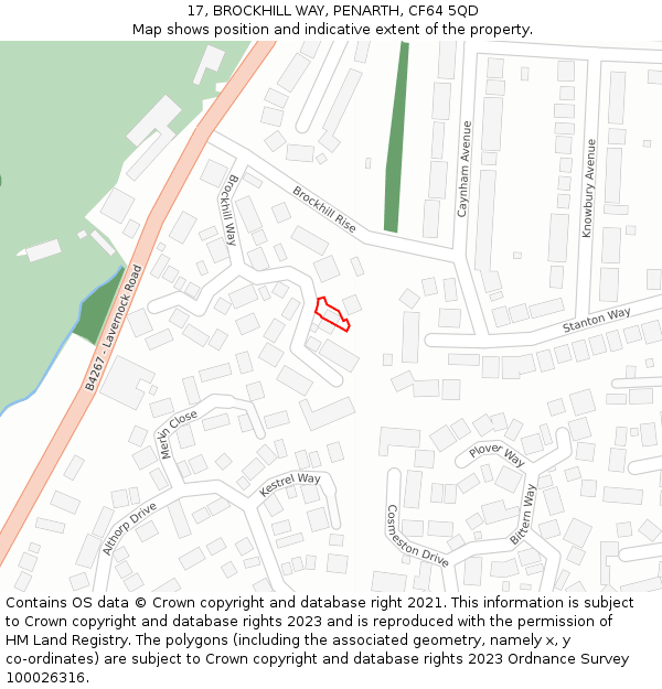 17, BROCKHILL WAY, PENARTH, CF64 5QD: Location map and indicative extent of plot