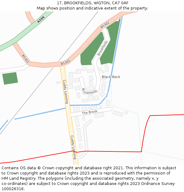 17, BROOKFIELDS, WIGTON, CA7 0AF: Location map and indicative extent of plot