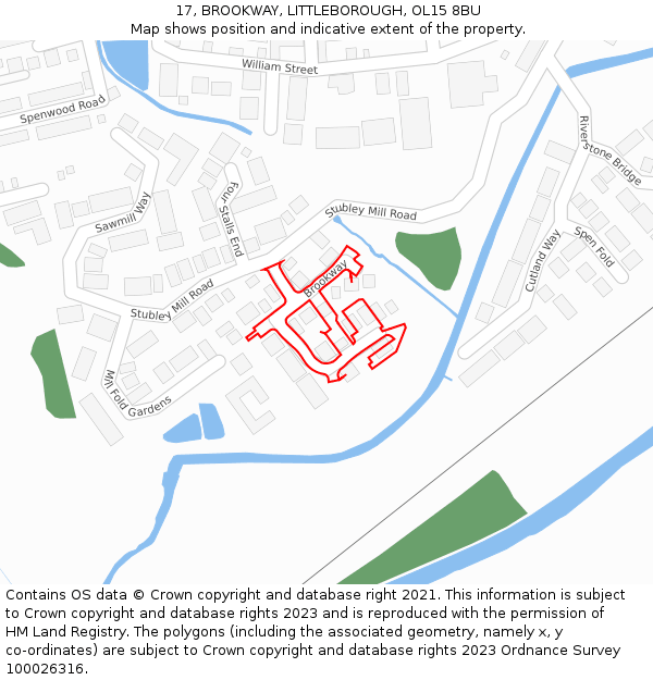 17, BROOKWAY, LITTLEBOROUGH, OL15 8BU: Location map and indicative extent of plot