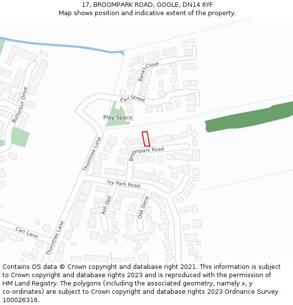 17, BROOMPARK ROAD, GOOLE, DN14 6YF: Location map and indicative extent of plot
