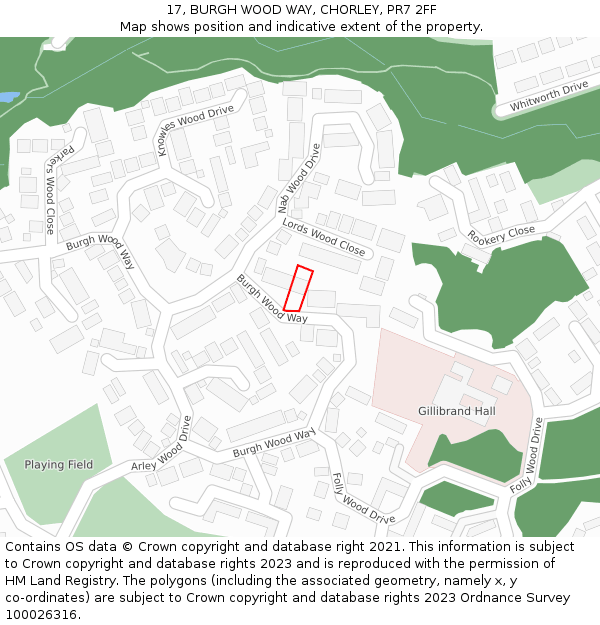 17, BURGH WOOD WAY, CHORLEY, PR7 2FF: Location map and indicative extent of plot