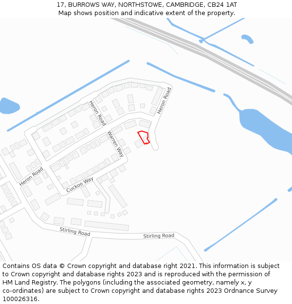 17, BURROWS WAY, NORTHSTOWE, CAMBRIDGE, CB24 1AT: Location map and indicative extent of plot