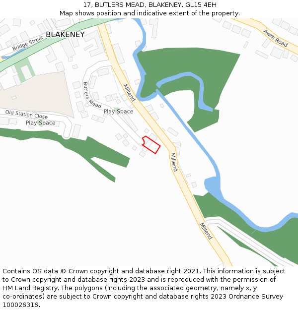 17, BUTLERS MEAD, BLAKENEY, GL15 4EH: Location map and indicative extent of plot