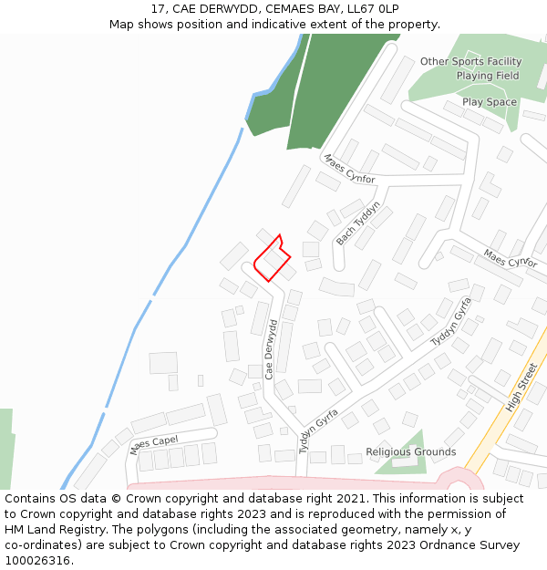 17, CAE DERWYDD, CEMAES BAY, LL67 0LP: Location map and indicative extent of plot