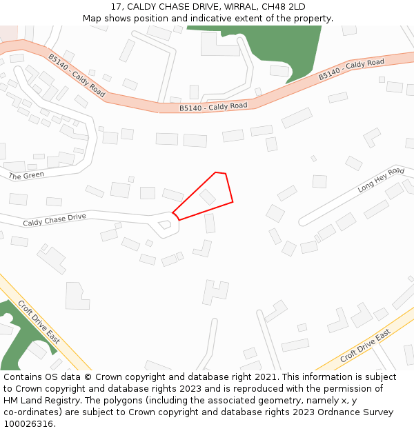 17, CALDY CHASE DRIVE, WIRRAL, CH48 2LD: Location map and indicative extent of plot