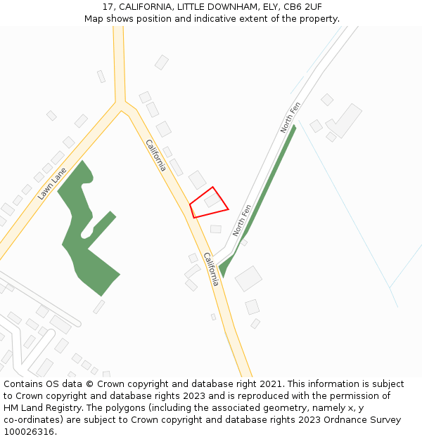 17, CALIFORNIA, LITTLE DOWNHAM, ELY, CB6 2UF: Location map and indicative extent of plot