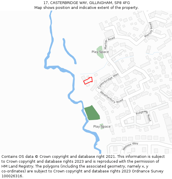 17, CASTERBRIDGE WAY, GILLINGHAM, SP8 4FG: Location map and indicative extent of plot