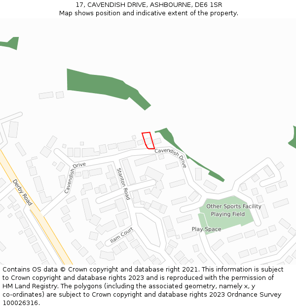 17, CAVENDISH DRIVE, ASHBOURNE, DE6 1SR: Location map and indicative extent of plot