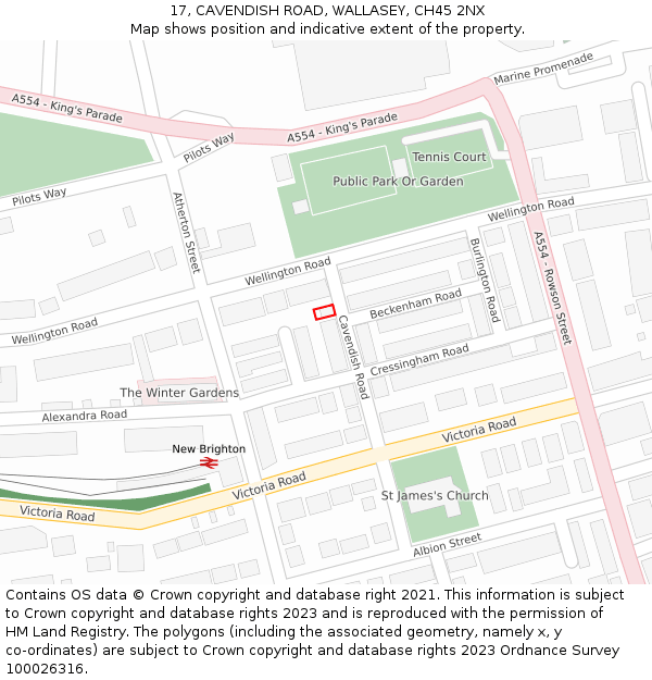 17, CAVENDISH ROAD, WALLASEY, CH45 2NX: Location map and indicative extent of plot