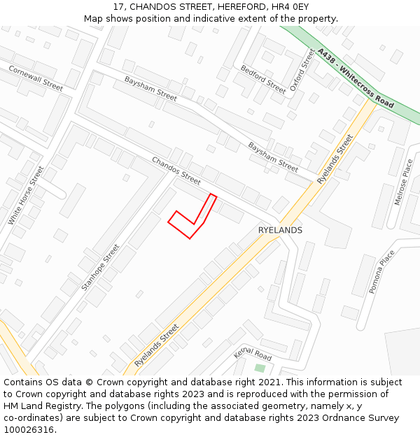 17, CHANDOS STREET, HEREFORD, HR4 0EY: Location map and indicative extent of plot