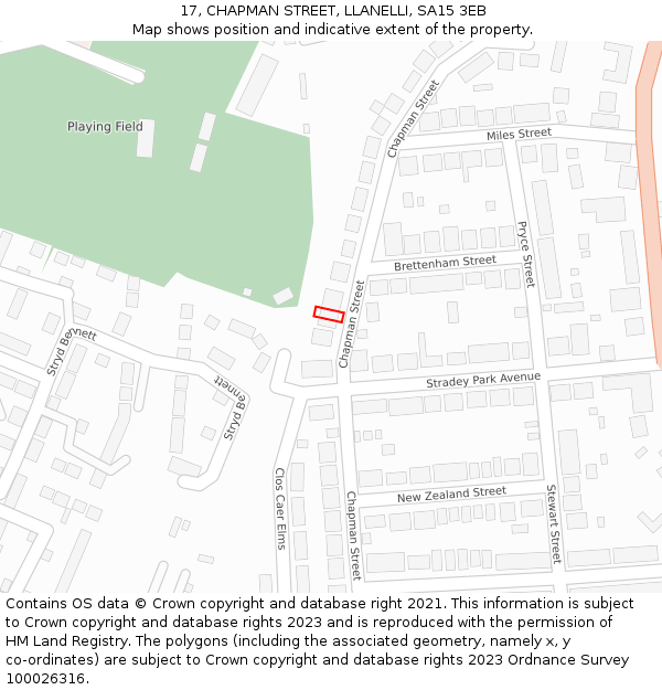 17, CHAPMAN STREET, LLANELLI, SA15 3EB: Location map and indicative extent of plot