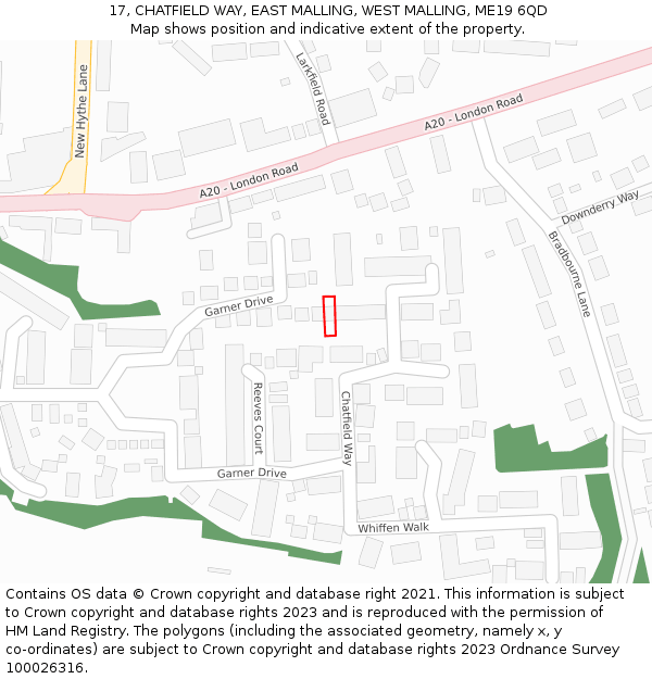 17, CHATFIELD WAY, EAST MALLING, WEST MALLING, ME19 6QD: Location map and indicative extent of plot