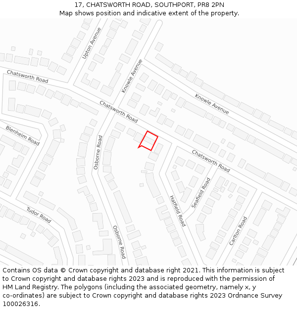 17, CHATSWORTH ROAD, SOUTHPORT, PR8 2PN: Location map and indicative extent of plot