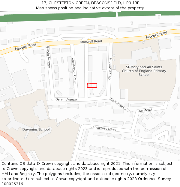 17, CHESTERTON GREEN, BEACONSFIELD, HP9 1RE: Location map and indicative extent of plot