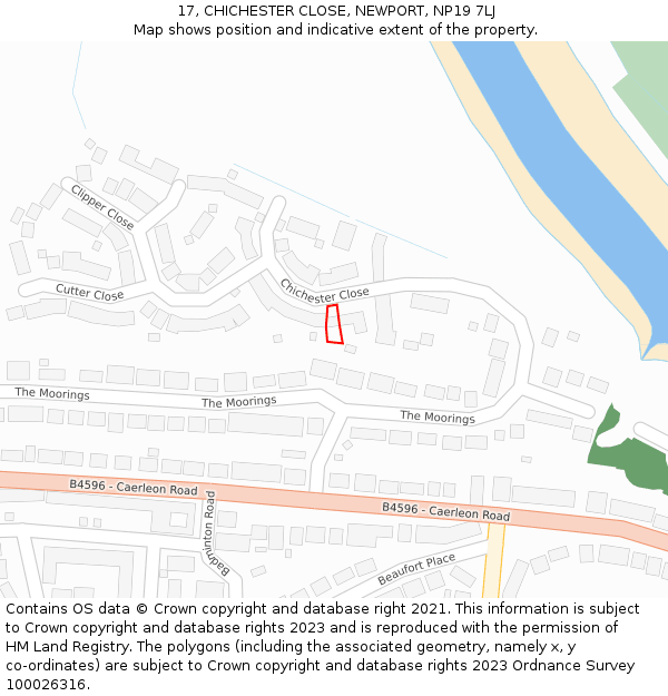 17, CHICHESTER CLOSE, NEWPORT, NP19 7LJ: Location map and indicative extent of plot