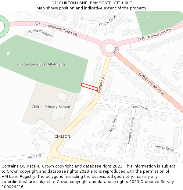 17, CHILTON LANE, RAMSGATE, CT11 0LG: Location map and indicative extent of plot