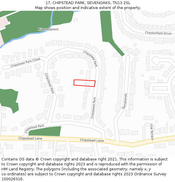 17, CHIPSTEAD PARK, SEVENOAKS, TN13 2SL: Location map and indicative extent of plot