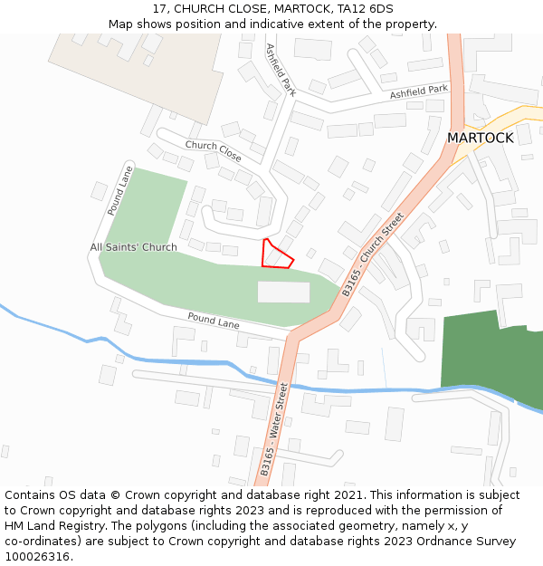 17, CHURCH CLOSE, MARTOCK, TA12 6DS: Location map and indicative extent of plot