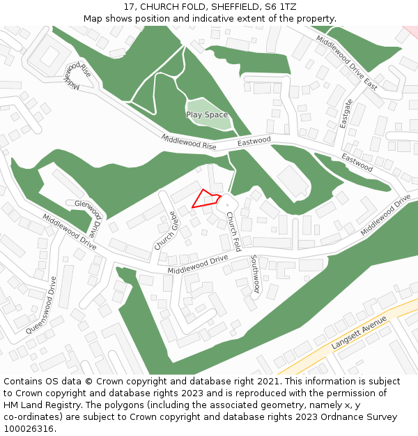 17, CHURCH FOLD, SHEFFIELD, S6 1TZ: Location map and indicative extent of plot