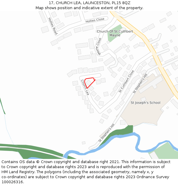 17, CHURCH LEA, LAUNCESTON, PL15 8QZ: Location map and indicative extent of plot