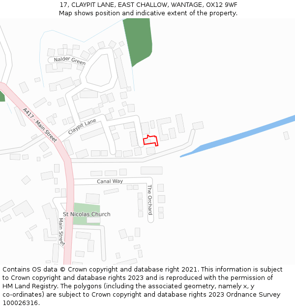 17, CLAYPIT LANE, EAST CHALLOW, WANTAGE, OX12 9WF: Location map and indicative extent of plot