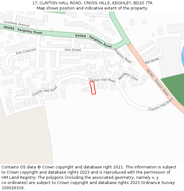 17, CLAYTON HALL ROAD, CROSS HILLS, KEIGHLEY, BD20 7TA: Location map and indicative extent of plot