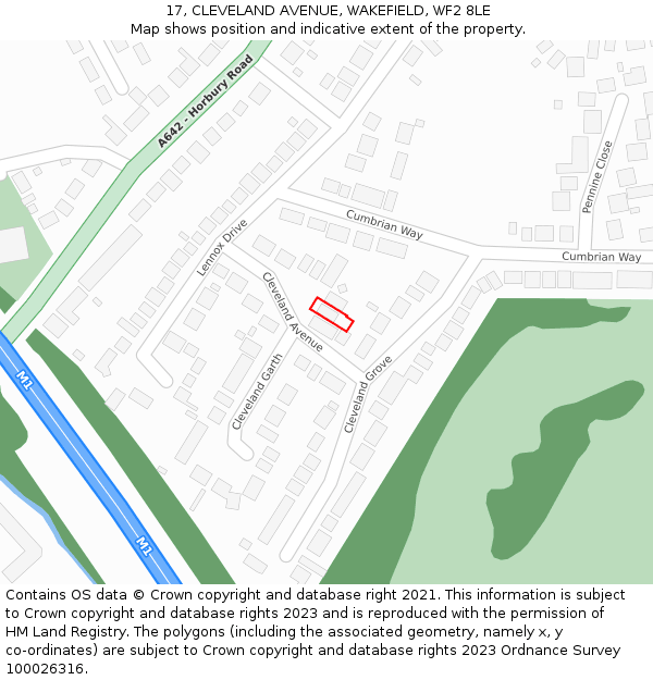 17, CLEVELAND AVENUE, WAKEFIELD, WF2 8LE: Location map and indicative extent of plot