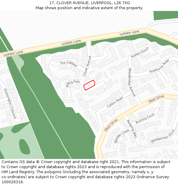 17, CLOVER AVENUE, LIVERPOOL, L26 7XG: Location map and indicative extent of plot