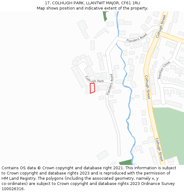 17, COLHUGH PARK, LLANTWIT MAJOR, CF61 1RU: Location map and indicative extent of plot