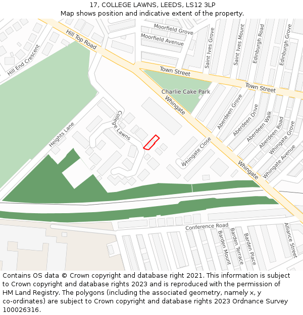 17, COLLEGE LAWNS, LEEDS, LS12 3LP: Location map and indicative extent of plot